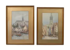 Hubert James Medlycott, Views of Rouen and Amiens, watercolours
