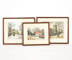 Alan Bamford, Winter Morning, Selside, Pen and watercolour