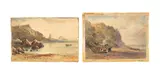 William Henry Hall, On the beach Clovelly and another, watercolour