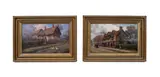 Alfred Fontville de Breanski, Anne Hathaway's Cottage, oil on board, each 17cm x 27cm