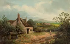 William Thomas Bates, Old Cottage, Near Malvern, oil on canvas