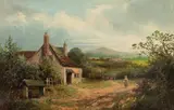 William Thomas Bates, Old Cottage, Near Malvern, oil on canvas