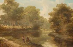 Adams Barland, River Landscape, oil on panel