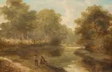 Adams Barland, River Landscape, oil on panel
