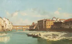Odoardo Borrani, The Arno At Florence, oil on canvas