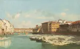 Odoardo Borrani, The Arno At Florence, oil on canvas