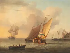 Charles Martin Powell, Dutch Fishing Boats and other shipping, oil on canvas