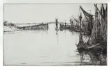 William Palmer Robins, Veene Haven/Harbour, Holland, etching, proof of 10