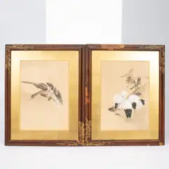 Watanbe Seitei, Egrets in a Pond, watercolours