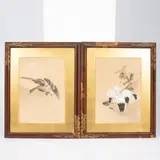 Watanbe Seitei, Egrets in a Pond, watercolours