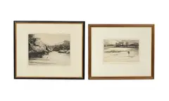 Norman Wilkinson, Salmon Fishing, etching