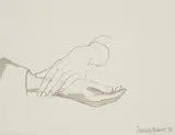 Derrick Greaves, Study of Hands, watercolour