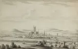 Bernard Lens, A Prospect of Gloucester from the West, pen and ink wash