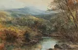 William Widgery, Fisherman by a Brook, gouache