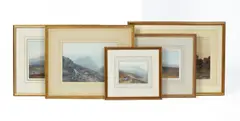 Frederick John Widgery, Five Dartmoor Landscapes, gouache, the largest 28cm x 45cm