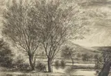 Gerald Ososki, Buckinghamshire River Scene, pen and ink wash