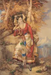 Jemima Watts Russell in Bavarian Dress by Octavius Oakley, watercolour, sold Jan 2026