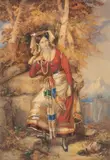 Octavius Oakley, Jemima Watts Russell in Bavarian Dress, watercolour
