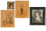 John Brandard, Miss Fairbrother as Abdallah in the Forty-Thieves, and, a mezzotint depicting an actress and a small oil on panel depicting an actress (4)
