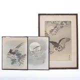 Ohara Koson & Shoson, Scops Owl in Flight, woodblock print