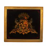 Joseph Wilson Hollyer, An armorial panel painted with The Royal Arms and the Coach Makers Company, oil on panel