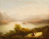 Copley Fielding, Lakeland Landscape with Figures to Foreground, oil on canvas