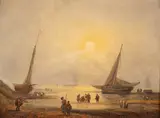 Abraham Hulk, Beached Vessels and Fisherfolk on the Shore, oil on board