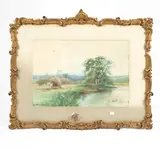 H C Fox, River Landscape Scene, watercolour