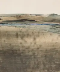 Mountainous Landscape by Sidney Nolan, mixed media, sold Sep 2025