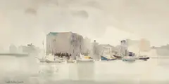 Plymouth Harbour by Sibyl Mullen Glover, watercolour, sold Sep 2025