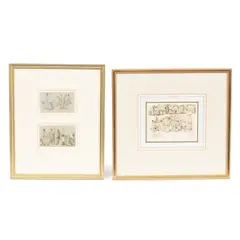 Samuel Prout, Studies of Crowds at Market, pencil and watercolour