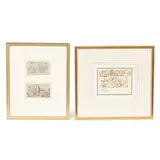 Samuel Prout, Studies of Crowds at Market, pencil and watercolour