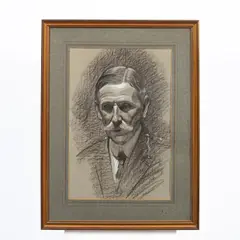 Frank O. Salisbury, Portrait of General Albert Farrar Gatcliff, charcoal and white chalk