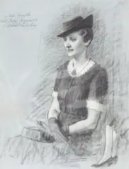 Frank O. Salisbury, A Portrait Sketch of Lady Joseph, charcoal and white chalk on grey paper