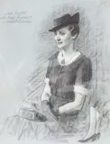 Frank O. Salisbury, A Portrait Sketch of Lady Joseph, charcoal and white chalk on grey paper