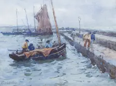 Terrick Williams, Fishing Boat coming into Harbour, watercolour