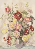 Phyllis I Hibbert, Still Life with Vase of Flowers, watercolour