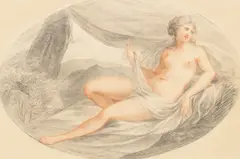 Francesco Bartolozzi, Reclining Nude, pencil and red chalk