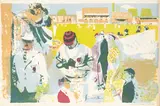 Edwin La Del, The Cricket Match, lithograph published by School Prints