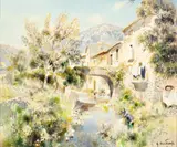 Gabriel Deschamps, St Guilhem Gorges de Herault, oil on canvas