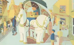Tom Gentleman, The Grey Horses, lithograph in colours