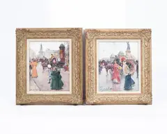 Juan Soler, Pair of Continental Street Scenes, oil on canvas