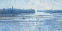 Charles Neal, School field trip at Hammersmith, London, oil on canvas