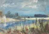 Alistair Kilburn, Landscape, oil on board