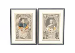 Arnold Houbraken, Portraits of William and Anne, Prince and Princess of Orange, engravings with collage