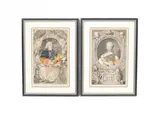 Arnold Houbraken, Portraits of William and Anne, Prince and Princess of Orange, engravings with collage