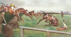 Cecil Aldin, The Grand National - The Canal Turn, print in colours