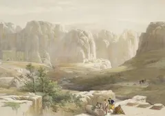 David Roberts, Site of Petra, lithograph in colours