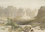 David Roberts, Site of Petra, lithograph in colours