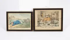 Thomas Rowlandson, The Fall of Dagon - Or Rare News for Leadenhall Street, print in colours